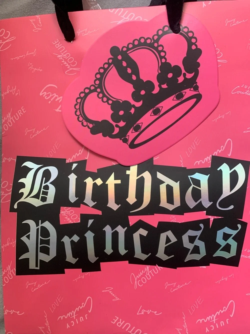🆕- Juicy Couture Hot Pink, Black & Light Pink Crown Gift Bags